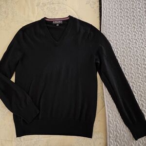 Brooks Brothers Navy Merino Wool V-Neck Sweater, Men's Size M